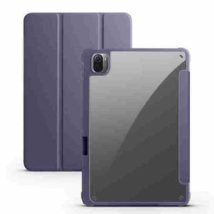 For Xiaomi Pad 5 Acrylic 3-folding Smart Leather Tablet Case(Purple)