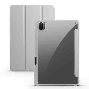 For Xiaomi Pad 5 Acrylic 3-folding Smart Leather Tablet Case(Grey)