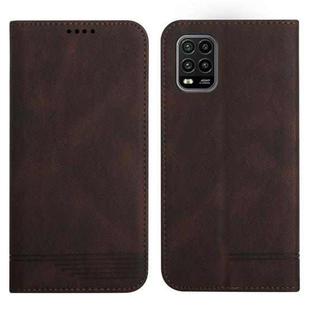 For Xiaomi Mi 10 Lite Strong Magnetic Leather Case(Brown)