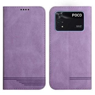 For Xiaomi Poco M4 Pro Strong Magnetic Leather Case(Purple)