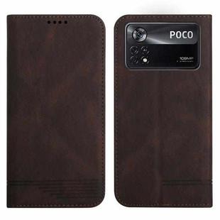 For Xiaomi Poco X4 Pro Strong Magnetic Leather Case(Brown)