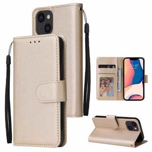 For iPhone 14 Multifunctional Horizontal Flip Leather Case with Three Card Slot (Tyrant Gold)