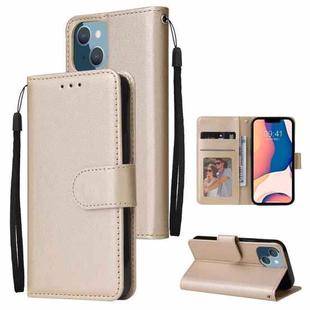 For iPhone 14 Plus Multifunctional Horizontal Flip Leather Case with Three Card Slot (Tyrant Gold)