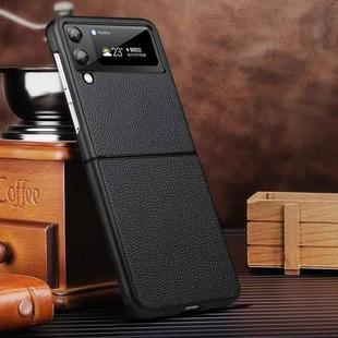 For Samsung Galaxy Z Flip3 5G Litchi Texture Genuine Leather Phone Case(Black)