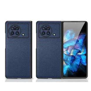 For vivo X Fold Litchi Texture Genuine Leather Phone Case(Blue)