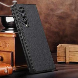 For Samsung Galaxy Z Fold4 Litchi Texture Genuine Leather Phone Case(Black)