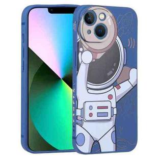 For iPhone 14 Plus Spaceman Binoculars Phone Case (Blue and Beige)