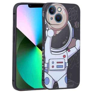 For iPhone 14 Plus Spaceman Binoculars Phone Case (Black and Beige)