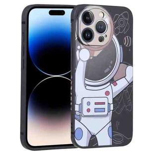For iPhone 14 Pro Spaceman Binoculars Phone Case(Black and Beige)