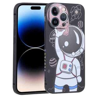 For iPhone 14 Pro Spaceman Binoculars Phone Case(Black and Brown)