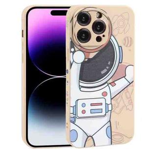 For iPhone 14 Pro Max Spaceman Binoculars Phone Case(Beige)
