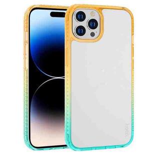 For iPhone 14 Pro hoco Rainbow Gradient Skin Feel Phone Case(Orange Green)