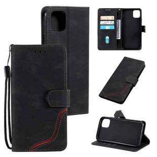 For iPhone 14 Pro Max Three-color Stitching Leather Case (Black)