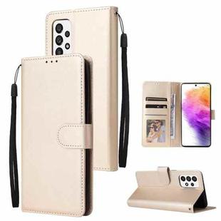 For Samsung Galaxy A73 5G 3 Card Slots Multifunctional Leather Phone Case(Gold)