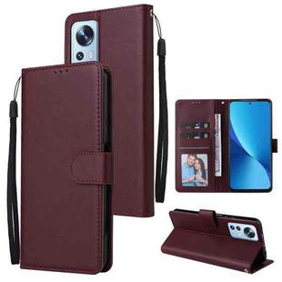 For Xiaomi 12 Lite 3 Card Slots Multifunctional Leather Phone Case(Wine Red)