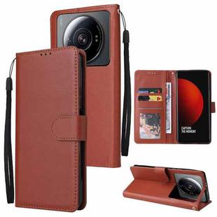 For Xiaomi 12S Ultra 3 Card Slots Multifunctional Leather Phone Case(Brown)