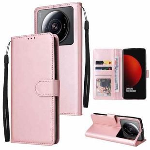 For Xiaomi 12S Ultra 3 Card Slots Multifunctional Leather Phone Case(Rose Gold)