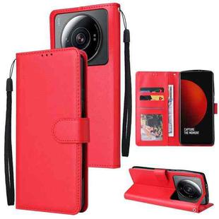 For Xiaomi 12S Ultra 3 Card Slots Multifunctional Leather Phone Case(Red)