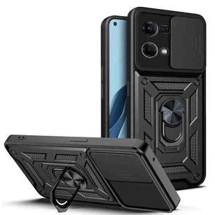 For OPPO Reno7 4G Sliding Camera Design TPU + PC Phone Case(Black)