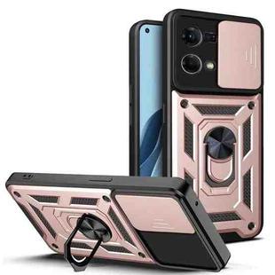 For OPPO Reno7 4G Sliding Camera Design TPU + PC Phone Case(Rose Gold)