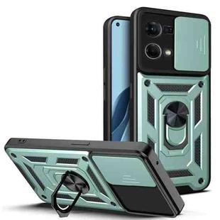 For OPPO Reno7 4G Sliding Camera Design TPU + PC Phone Case(Green)