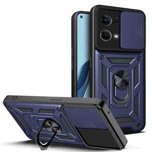 For OPPO Reno7 4G Sliding Camera Design TPU + PC Phone Case(Blue)