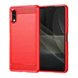For Sony Xperia Ace II Brushed Texture Carbon Fiber TPU Phone Case(Red)