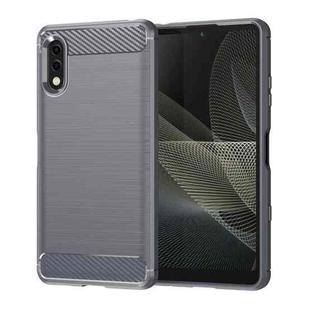 For Sony Xperia Ace II Brushed Texture Carbon Fiber TPU Phone Case(Grey)