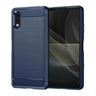 For Sony Xperia Ace II Brushed Texture Carbon Fiber TPU Phone Case(Blue)