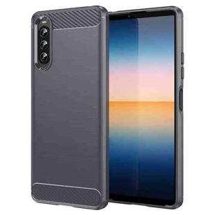 For Sony Xperia 10 IV Brushed Texture Carbon Fiber TPU Phone Case(Grey)