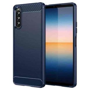 For Sony Xperia 10 IV Brushed Texture Carbon Fiber TPU Phone Case(Blue)