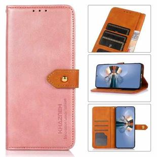 For Nothing Phone 1 KHAZNEH Dual-color Cowhide Texture Flip Leather Phone Case(Rose Gold)