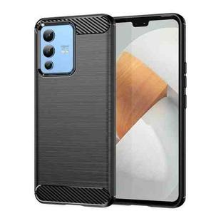 For vivo S12 Brushed Texture Carbon Fiber TPU Phone Case(Black)