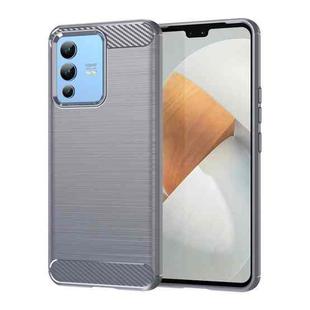 For vivo V23 5G Brushed Texture Carbon Fiber TPU Phone Case(Grey)