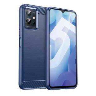 For vivo Y55 5G Brushed Texture Carbon Fiber TPU Phone Case(Blue)