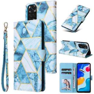 For Xiaomi Redmi Note 11S Marble Bronzing Stitching Horizontal Flip PU Leather Case(Blue)