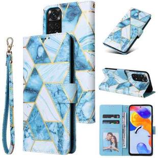 For Xiaomi Redmi Note 11 Pro Marble Bronzing Stitching Horizontal Flip PU Leather Case(Blue)