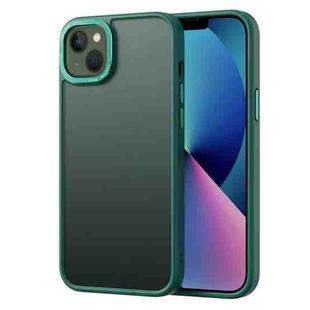 For iPhone 14 Plus Gold Version Frosted Back Shockproof Phone Case (Dark Green)