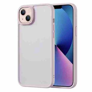 For iPhone 14 Plus Gold Version Frosted Back Shockproof Phone Case (Grey Pink)