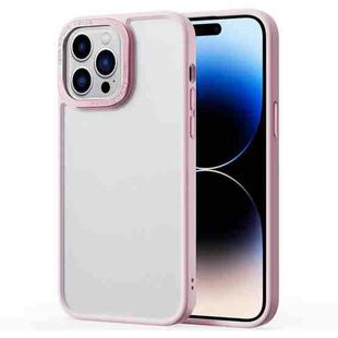 For iPhone 14 Pro Max Gold Version Frosted Back Shockproof Phone Case (Grey Pink)