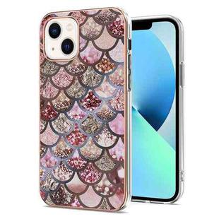 For iPhone 14 Plus Electroplating Pattern IMD TPU Shockproof Case (Pink Scales)