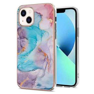 For iPhone 14 Plus Electroplating Pattern IMD TPU Shockproof Case (Milky Way Blue Marble)