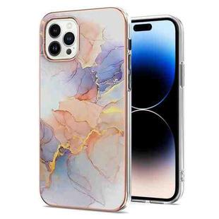 For iPhone 14 Pro Electroplating Pattern IMD TPU Shockproof Case(Milky Way White Marble)