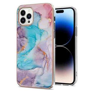 For iPhone 14 Pro Electroplating Pattern IMD TPU Shockproof Case(Milky Way Blue Marble)