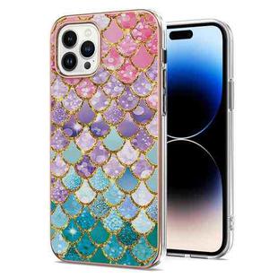 For iPhone 14 Pro Max Electroplating Pattern IMD TPU Shockproof Case (Colorful Scales)