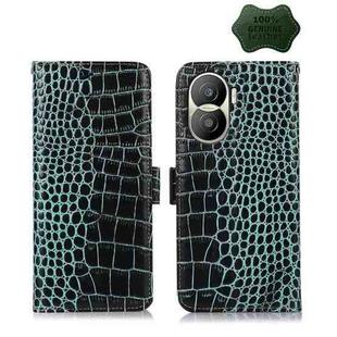 For Honor X40i Crocodile Top Layer Cowhide Leather Phone Case(Green)