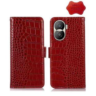 For Honor X40i Crocodile Top Layer Cowhide Leather Phone Case(Red)