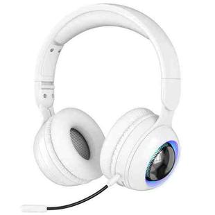 KE08 RGB Stereo PC Wireless Bluetooth Headphones with Microphone(White)