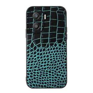 For Honor X40i Crocodile Texture Genuine Leather Phone Case(Cyan Blue)