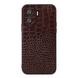 For Honor X40i Crocodile Texture Genuine Leather Phone Case(Coffee)
